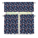 Blue Axolotl Pattern Print 3 Piece Kitchen Curtains