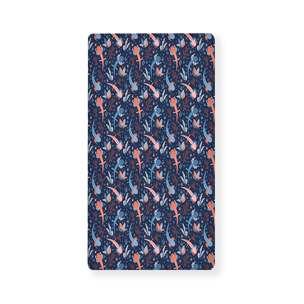 Blue Axolotl Pattern Print Baby Crib Sheet