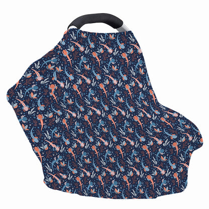 Blue Axolotl Pattern Print Baby Seat Cover