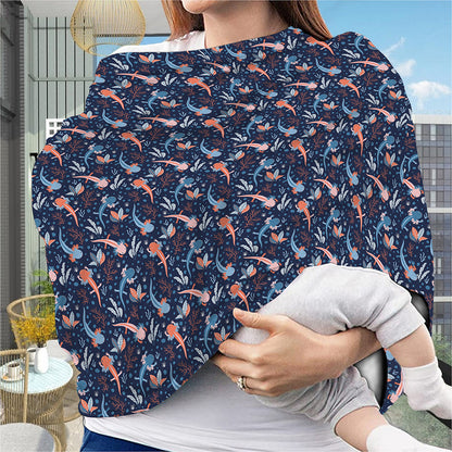 Blue Axolotl Pattern Print Baby Seat Cover