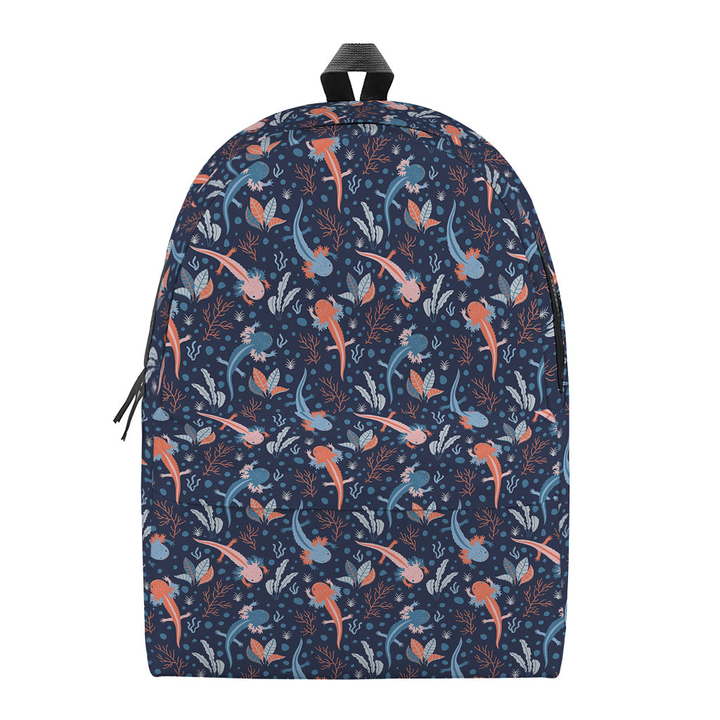 Blue Axolotl Pattern Print Backpack