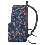 Blue Axolotl Pattern Print Backpack