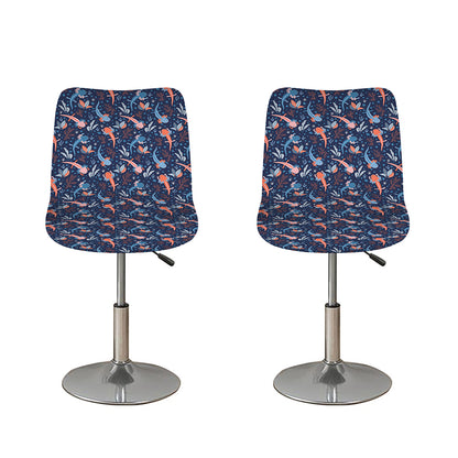 Blue Axolotl Pattern Print Bar Stool Covers