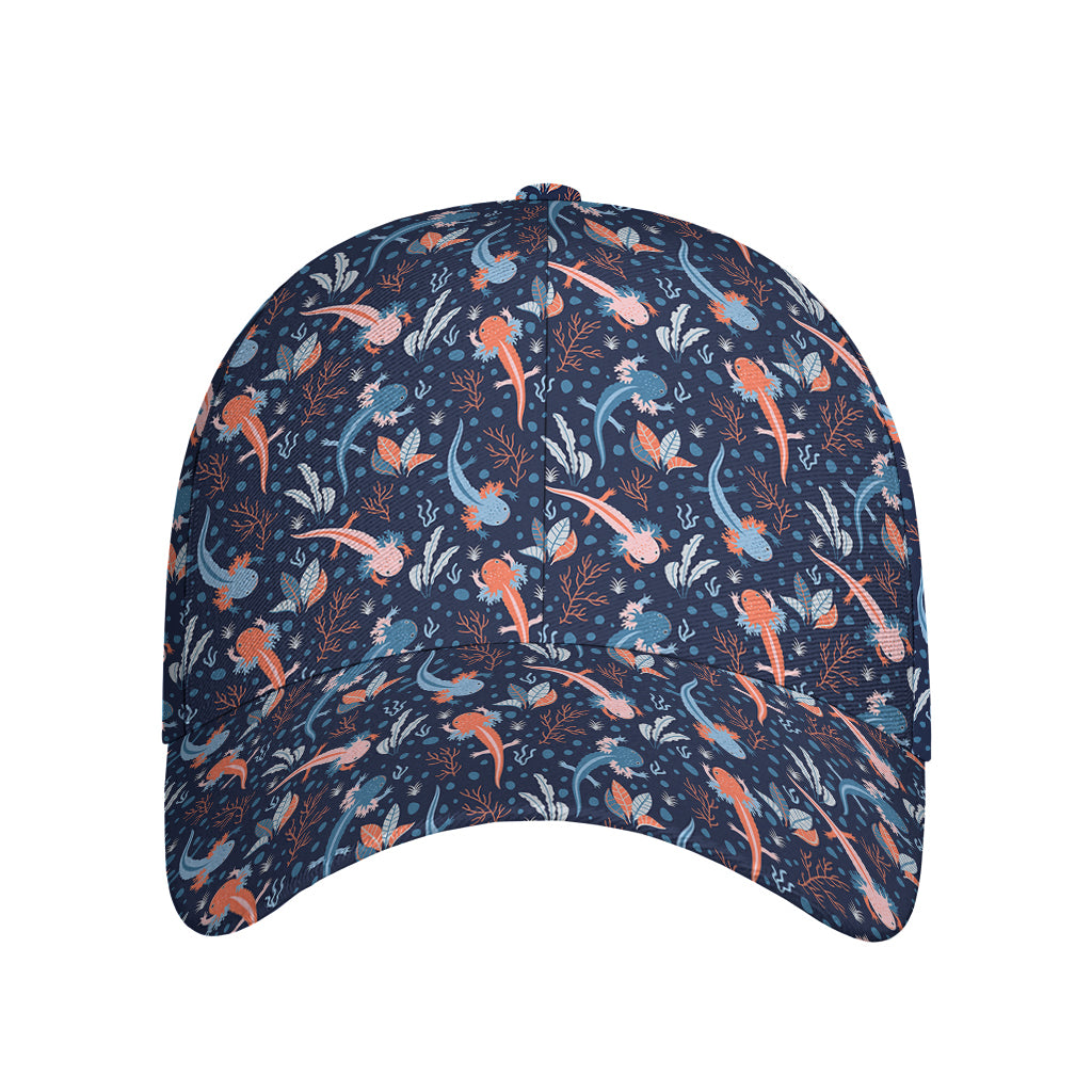 Blue Axolotl Pattern Print Baseball Cap