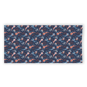 Blue Axolotl Pattern Print Beach Towel