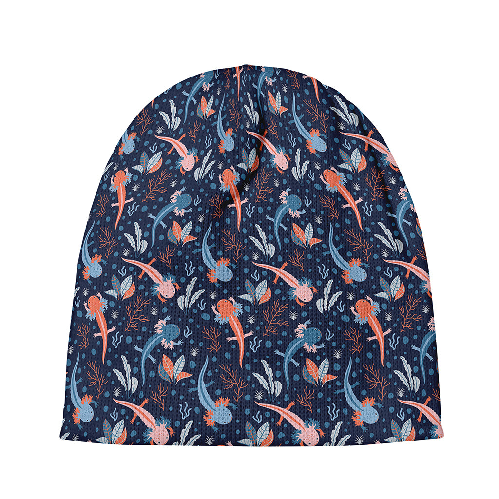 Blue Axolotl Pattern Print Beanie