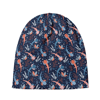 Blue Axolotl Pattern Print Beanie