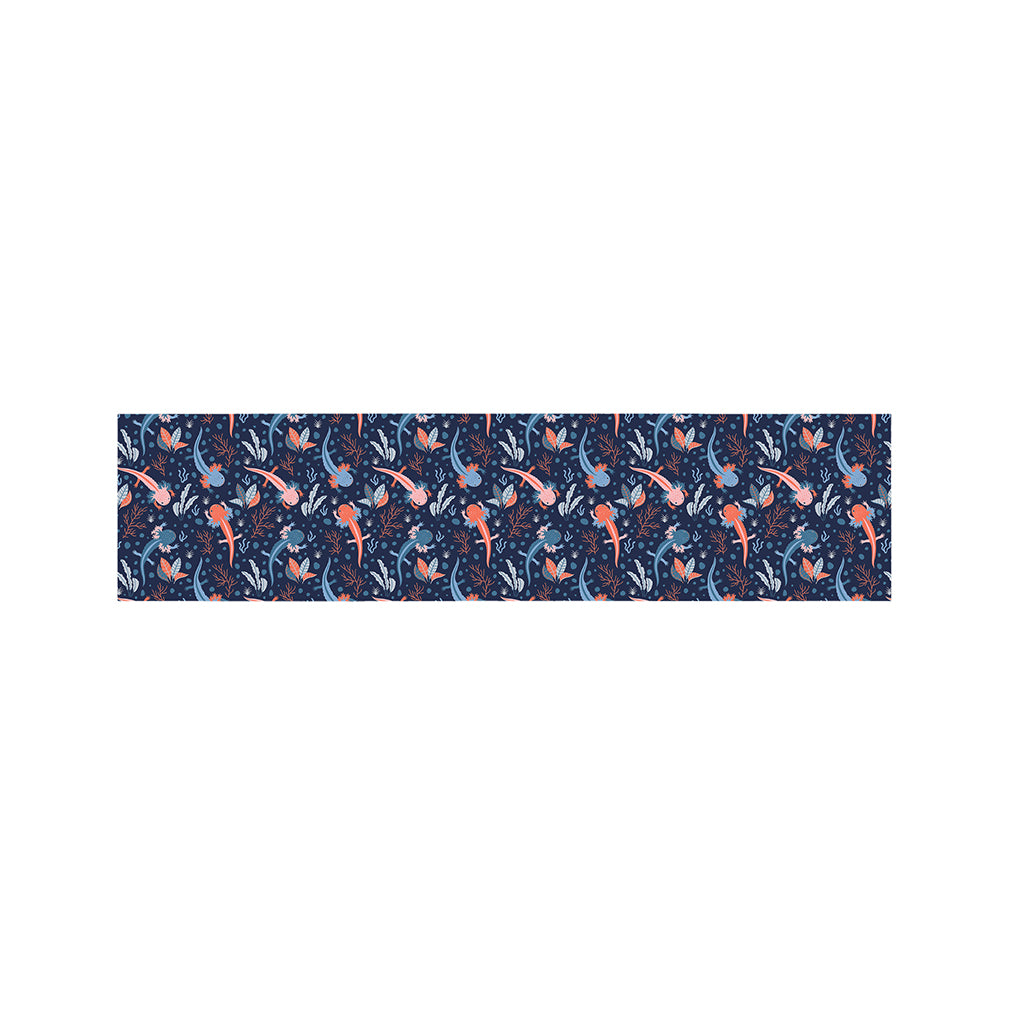 Blue Axolotl Pattern Print Bed Runner