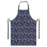 Blue Axolotl Pattern Print Bib Apron With Pocket