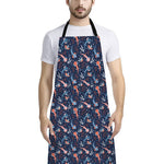 Blue Axolotl Pattern Print Bib Apron With Pocket