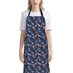 Blue Axolotl Pattern Print Bib Apron With Pocket