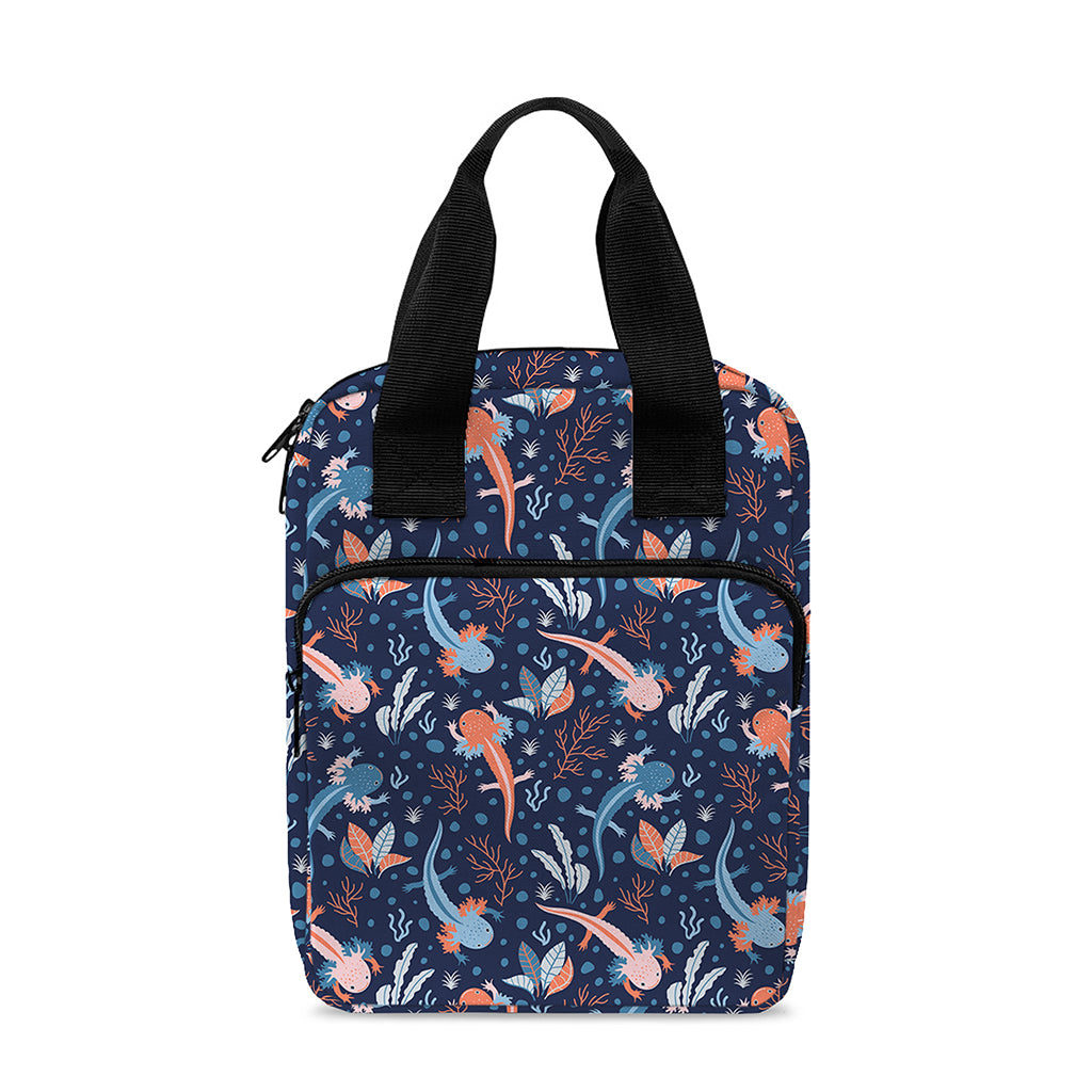 Blue Axolotl Pattern Print Bible Tote Bag