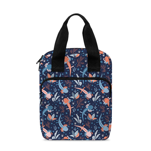 Blue Axolotl Pattern Print Bible Tote Bag
