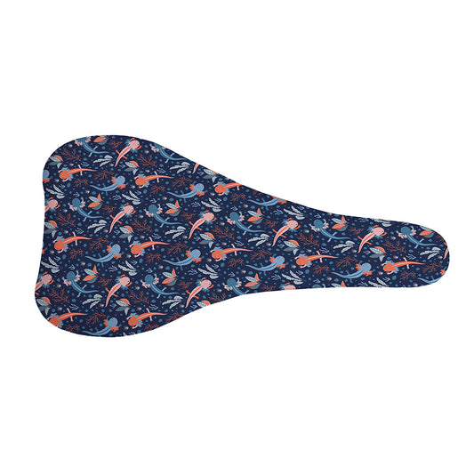 Blue Axolotl Pattern Print Bicycle Seat Cover