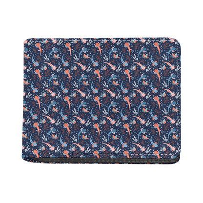 Blue Axolotl Pattern Print Bifold Wallet