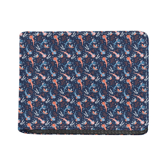 Blue Axolotl Pattern Print Bifold Wallet
