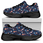 Blue Axolotl Pattern Print Black Chunky Shoes