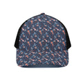 Blue Axolotl Pattern Print Black Mesh Trucker Hat