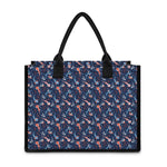 Blue Axolotl Pattern Print Canvas Tote Bag
