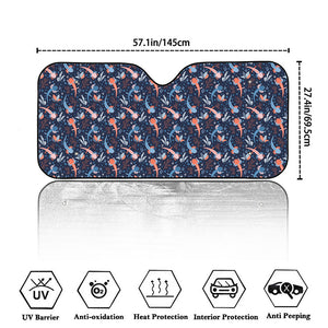 Blue Axolotl Pattern Print Car Windshield Sun Shade