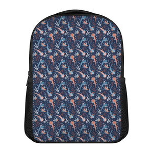 Blue Axolotl Pattern Print Casual Backpack