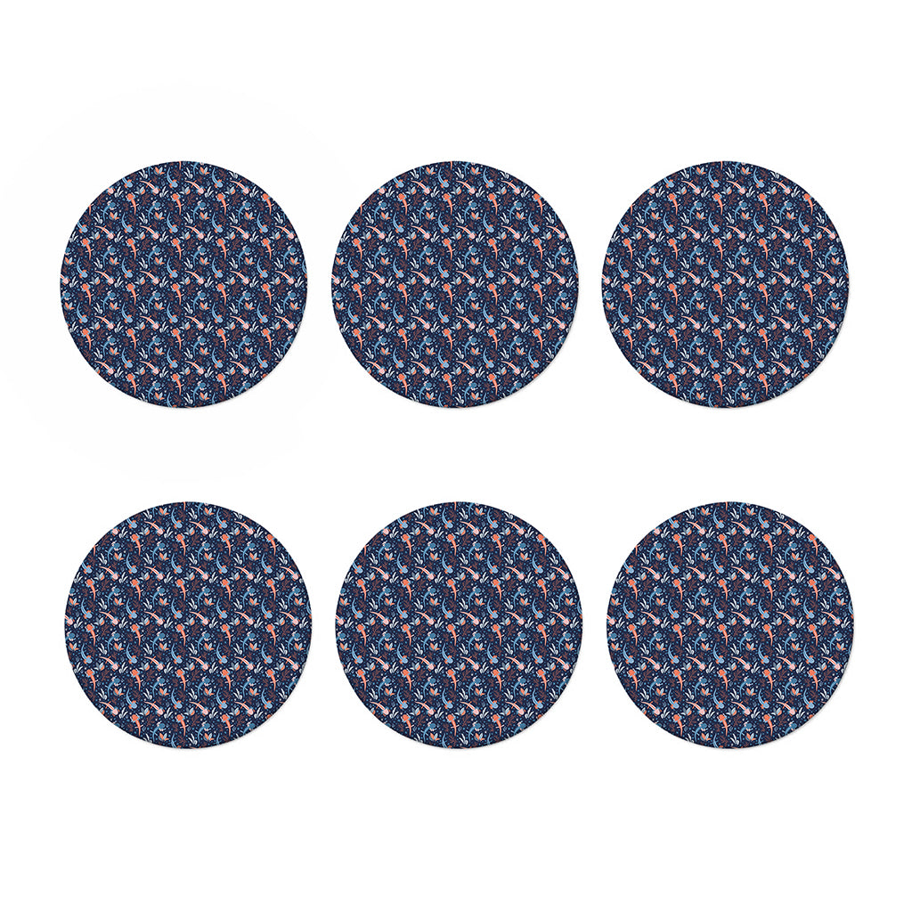 Blue Axolotl Pattern Print Coaster Set