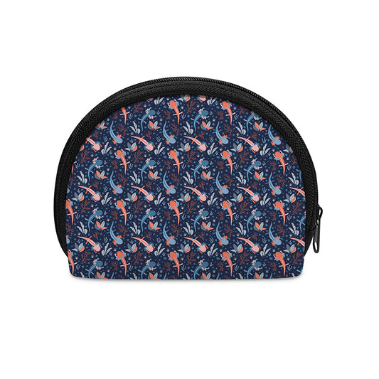 Blue Axolotl Pattern Print Coin Purse