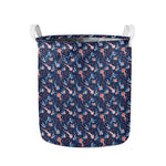 Blue Axolotl Pattern Print Collapsible Laundry Basket
