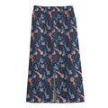 Blue Axolotl Pattern Print Cotton Front Slit Maxi Skirt