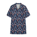 Blue Axolotl Pattern Print Cotton Hawaiian Shirt