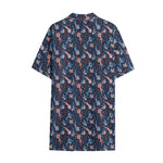 Blue Axolotl Pattern Print Cotton Hawaiian Shirt