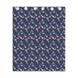 Blue Axolotl Pattern Print Curtain