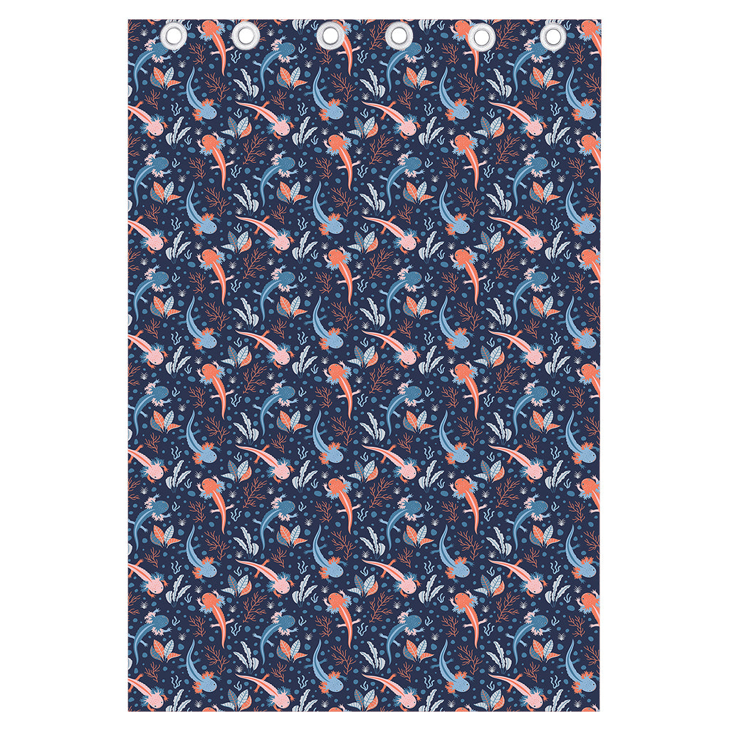 Blue Axolotl Pattern Print Curtain