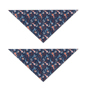 Blue Axolotl Pattern Print Dog Bandana