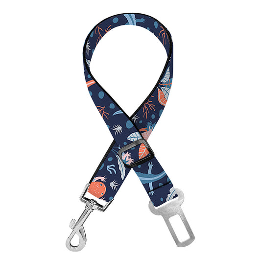 Blue Axolotl Pattern Print Dog Seat Belt