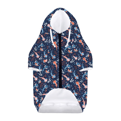 Blue Axolotl Pattern Print Dog Zip Up Hoodie