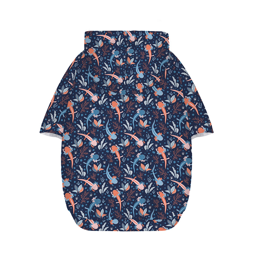 Blue Axolotl Pattern Print Dog Zip Up Hoodie