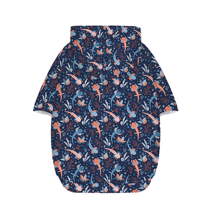 Blue Axolotl Pattern Print Dog Zip Up Hoodie