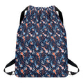 Blue Axolotl Pattern Print Drawstring Backpack