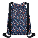 Blue Axolotl Pattern Print Drawstring Backpack