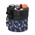 Blue Axolotl Pattern Print Drawstring Makeup Bag