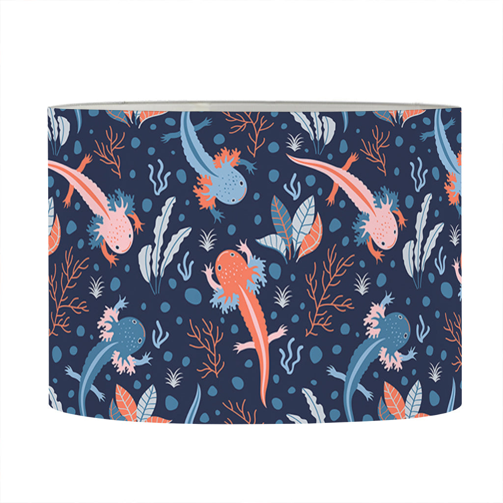 Blue Axolotl Pattern Print Drum Lamp Shade