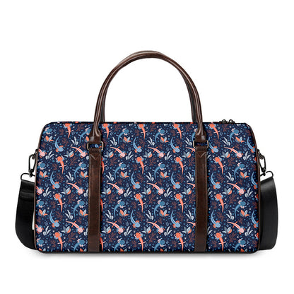 Blue Axolotl Pattern Print Duffle Bag