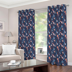 Blue Axolotl Pattern Print Extra Wide Grommet Curtains