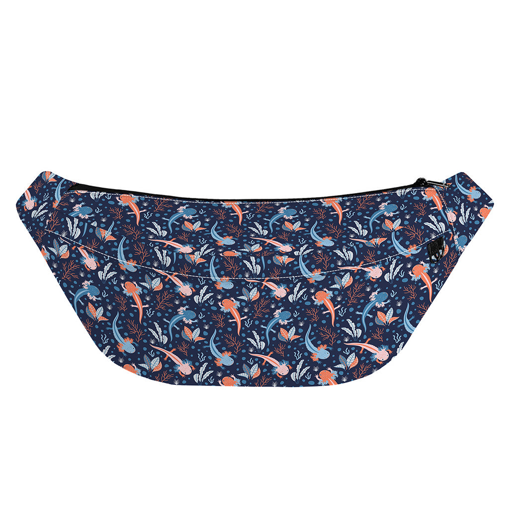 Blue Axolotl Pattern Print Fanny Pack