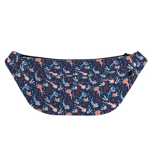 Blue Axolotl Pattern Print Fanny Pack