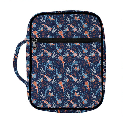 Blue Axolotl Pattern Print Front Pocket Bible Bag