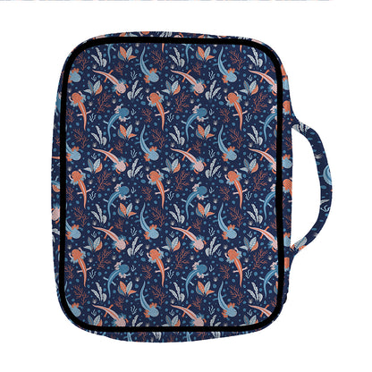 Blue Axolotl Pattern Print Front Pocket Bible Bag