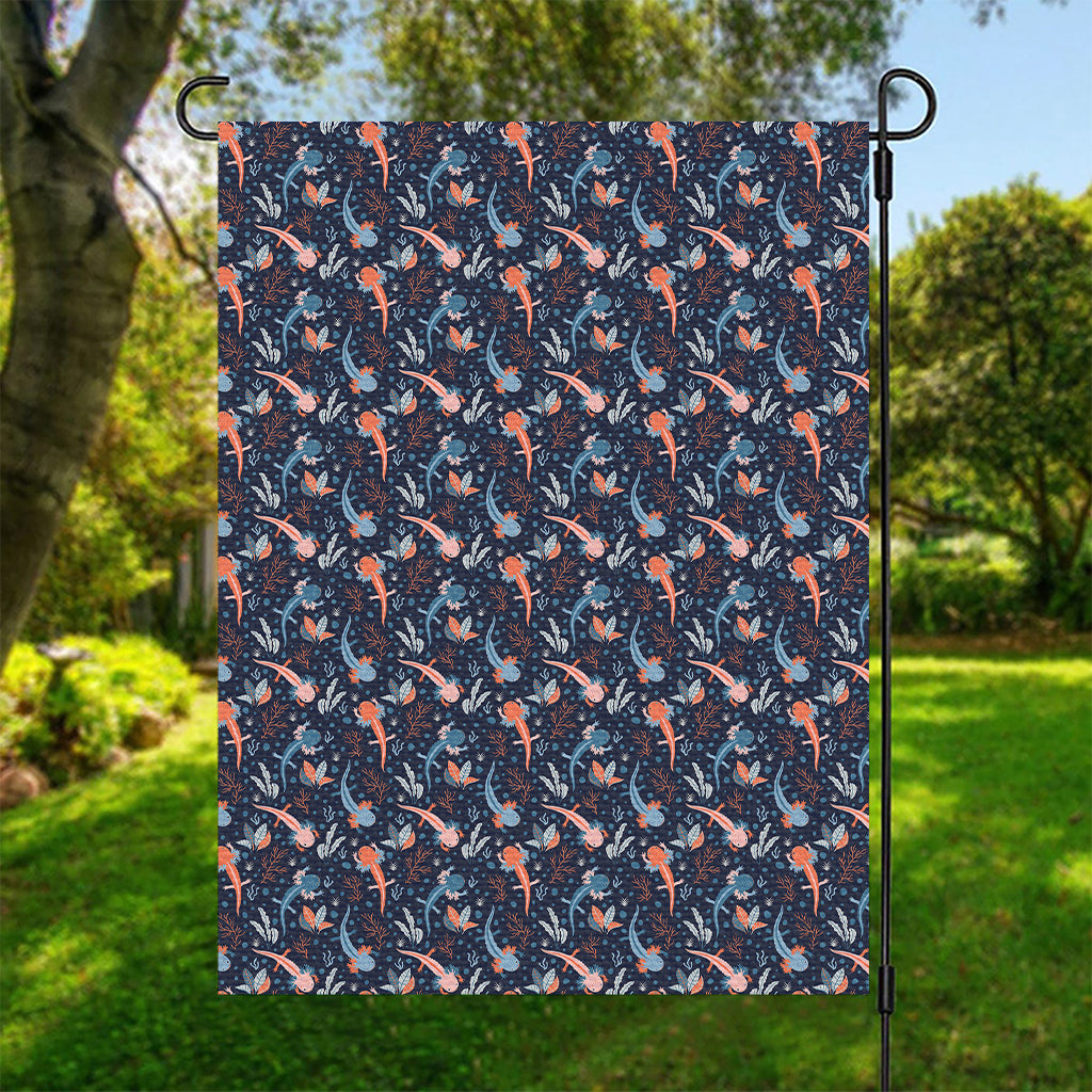 Blue Axolotl Pattern Print Garden Flag