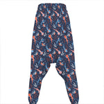 Blue Axolotl Pattern Print Hammer Pants